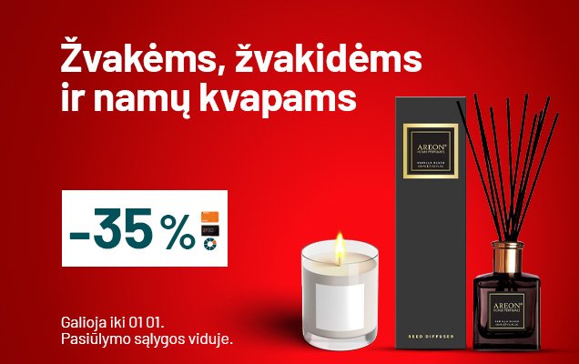 -35% Žvakėms, žvakidėms ir namų kvapams