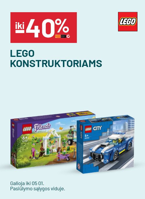 iki -40% LEGO konstruktoriams