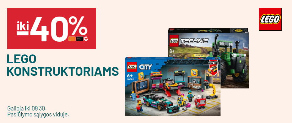 IKI -40% LEGO KONSTRUKTORIAMS