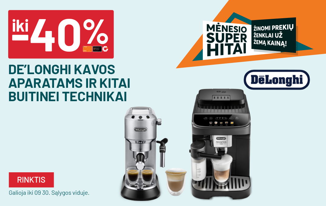 Rugsėjis fm8 iki -40% DELONGHI kavos aparatams ir kitai buitinei technikai