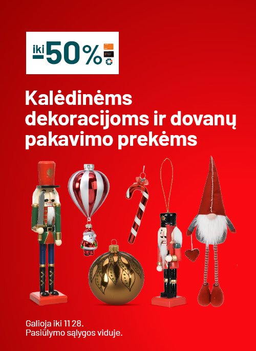 -40% atrinktoms kalėdinėms dekoracijoms ir dovanų pakavimo prekėms