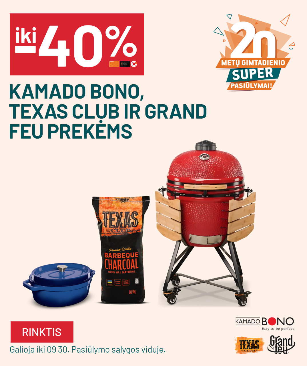 iki -40% Kamado Bono, Texas club ir GRAND FEU prekėms